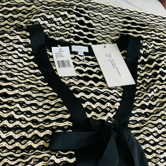 Flagpole NYC Swim Ivory/Black Italian Lace Opal Kaftan, Medium, NWT - Picture 9 of 9